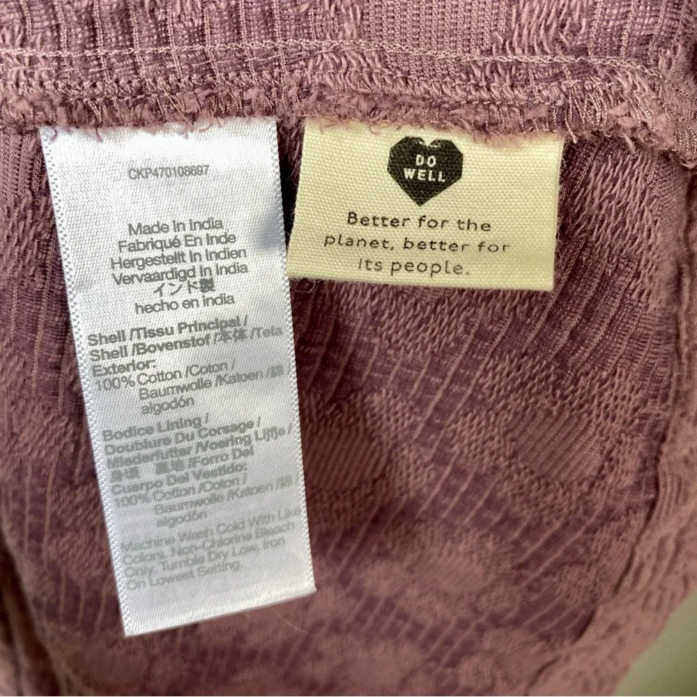 Madewell Quilted Puff-Sleeve Mini Babydoll Dress Dusty Purple Fig Pockets XS NWT - Picture 2 of 12